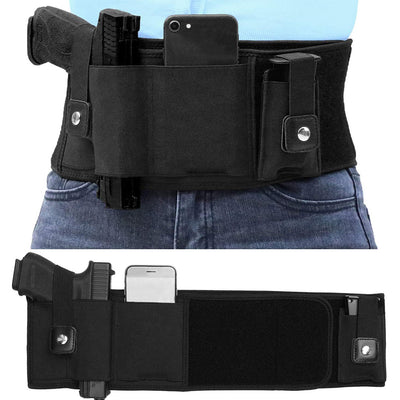 Belly Band Gun Holster for Concealed Carry, Breathable Pistol Holsters with Movable Mag Pouch - Luckebuy