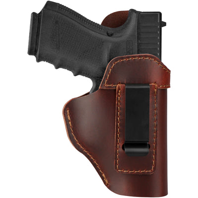 Leather Holster for Concealed Carry, IWB Leather Gun Holsters for Glock 17 19 43X/ Sig P365/ Ruger Security 9/ Springfield Hellcat XDS/ Taurus G2C G3C/ M&P 9mm Shield SD9VE SW9VE & More Pistols, RH - Luckebuy