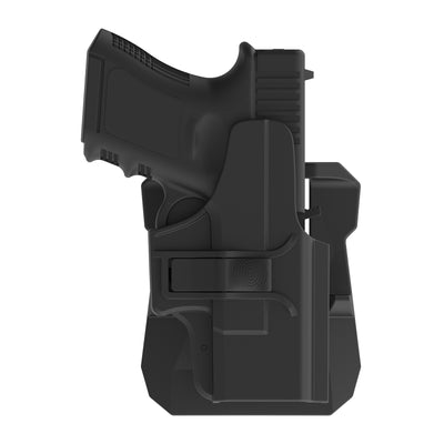 OWB Holster for Glock 26 27 33 Gen 1-4, Tactical 360 Degrees Rotatable Outside Waistband Paddle Belt Holster with Index Finger Release Button. - Luckebuy